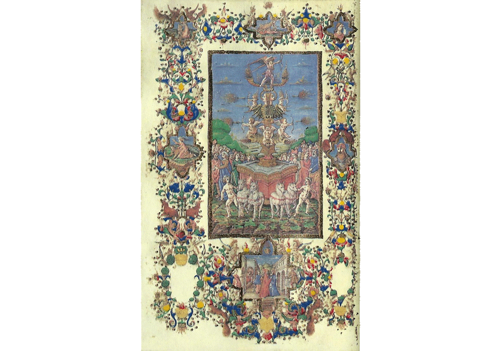 Trionfi-Petrarca-Zelada Codex-manuscrito iluminado códice-libro facsímil-Vicent García Editores-4 Detalle.